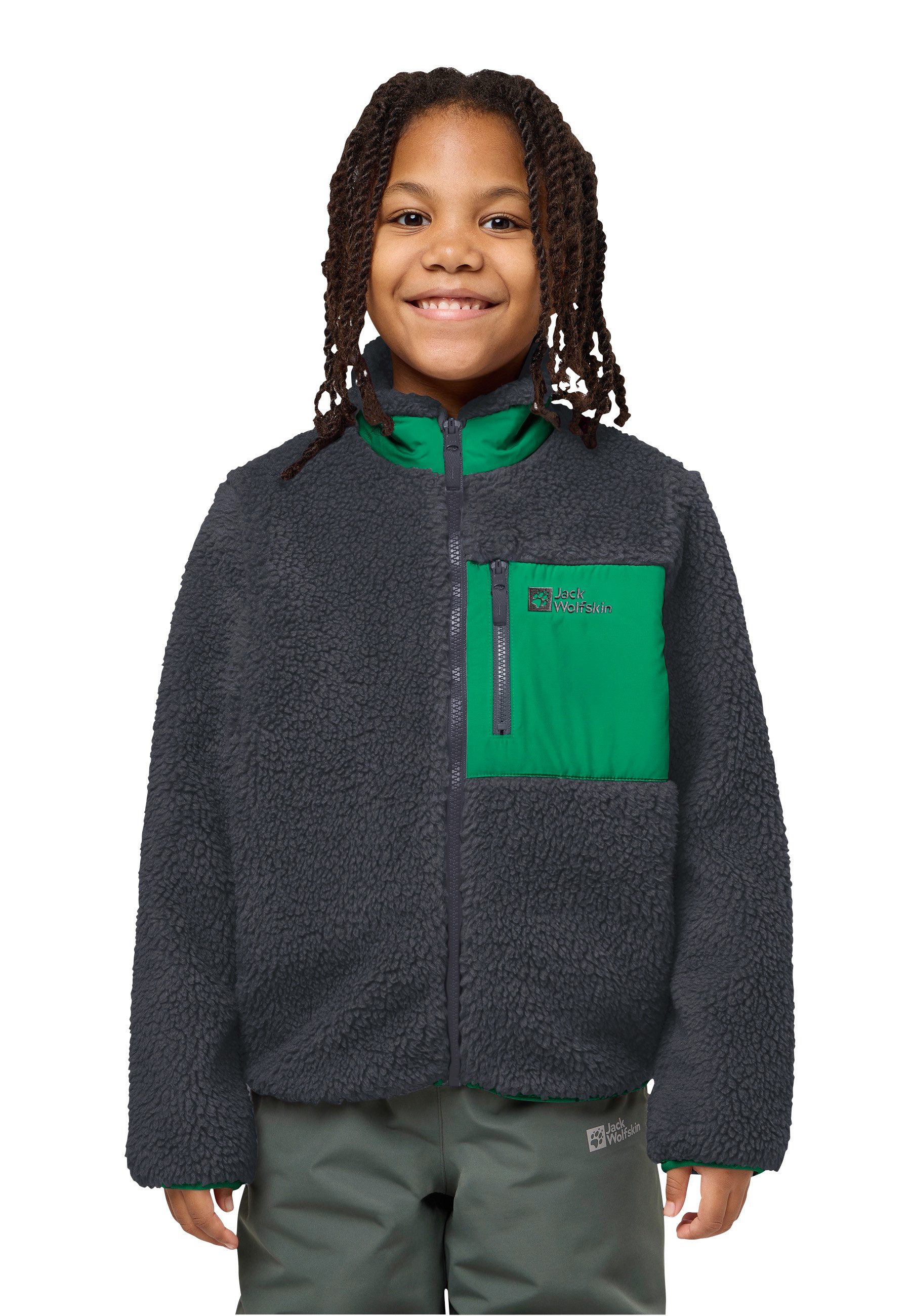 Jack Wolfskin Fleecejacke ICE CURL JACKET K Wärmend, winddicht, Übergangsjacke für Kinder