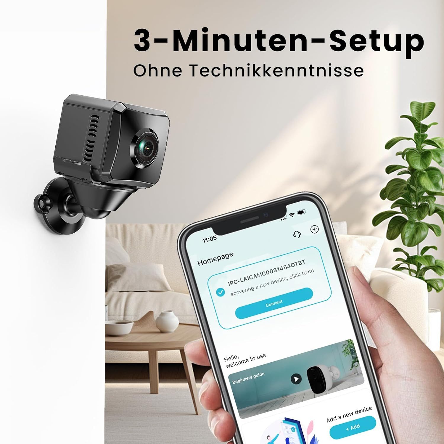 SpionProfi Überwachungskamera Mini Kamera Wlan Wifi 1080P Video Nachtsicht Haus Cam Vogelhaus (1-tlg., Mini Live Überwachungskamera mit Nachtsicht & Bewegungsmelder)