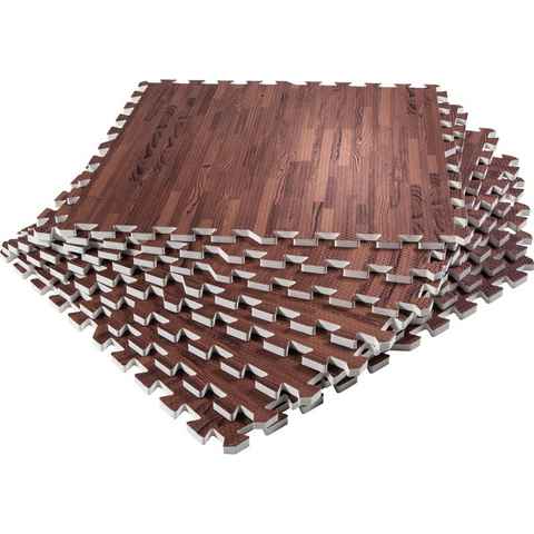 GORILLA SPORTS Bodenschutzmatte Schutzmattenset mit acht Teilen Holzoptik Dunkel, Set, 8-St.