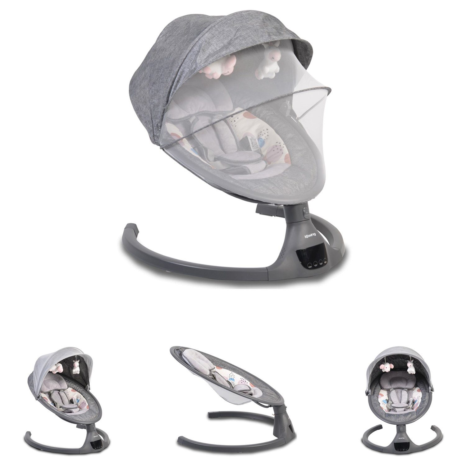 Cangaroo Babywippe Babywippe iSwing, Musikfunktion, Timer, Fernbedienung, Aluminiumrahmen