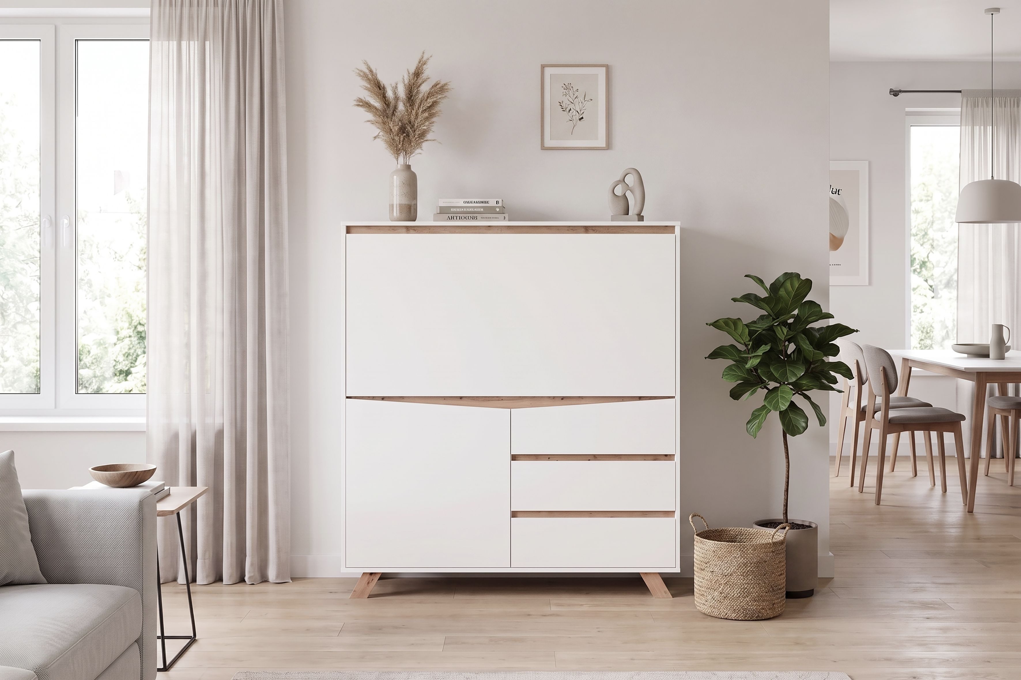 OTTO home Sekretär Vaux (1 St), Kaschmir / Artisan Eiche (Eiche-Optik), Klapptür, Stauraum, B: 120 cm – Bild 2 von 5