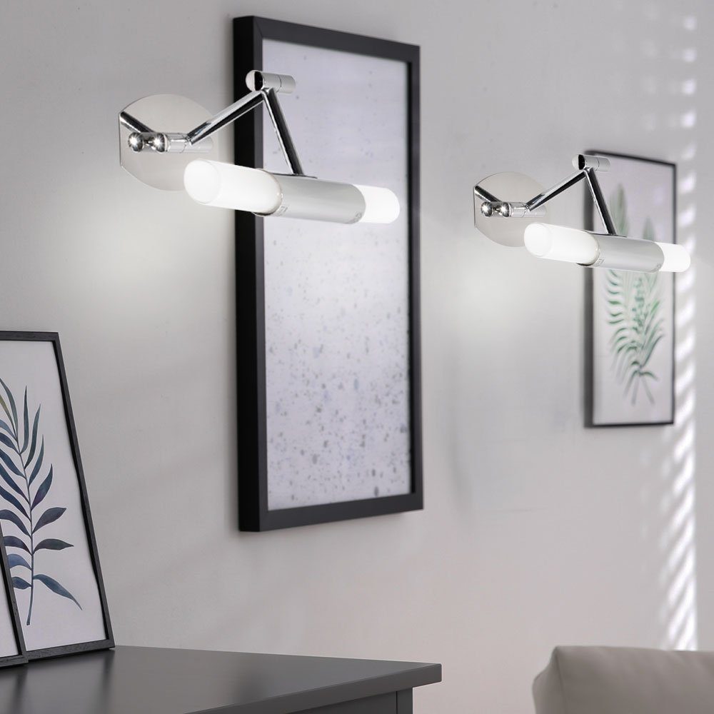 Design LED Wand Lampe Chrom Glas-Rohr Beleuchtung Wohn Schlaf Zimmer Leuchte 