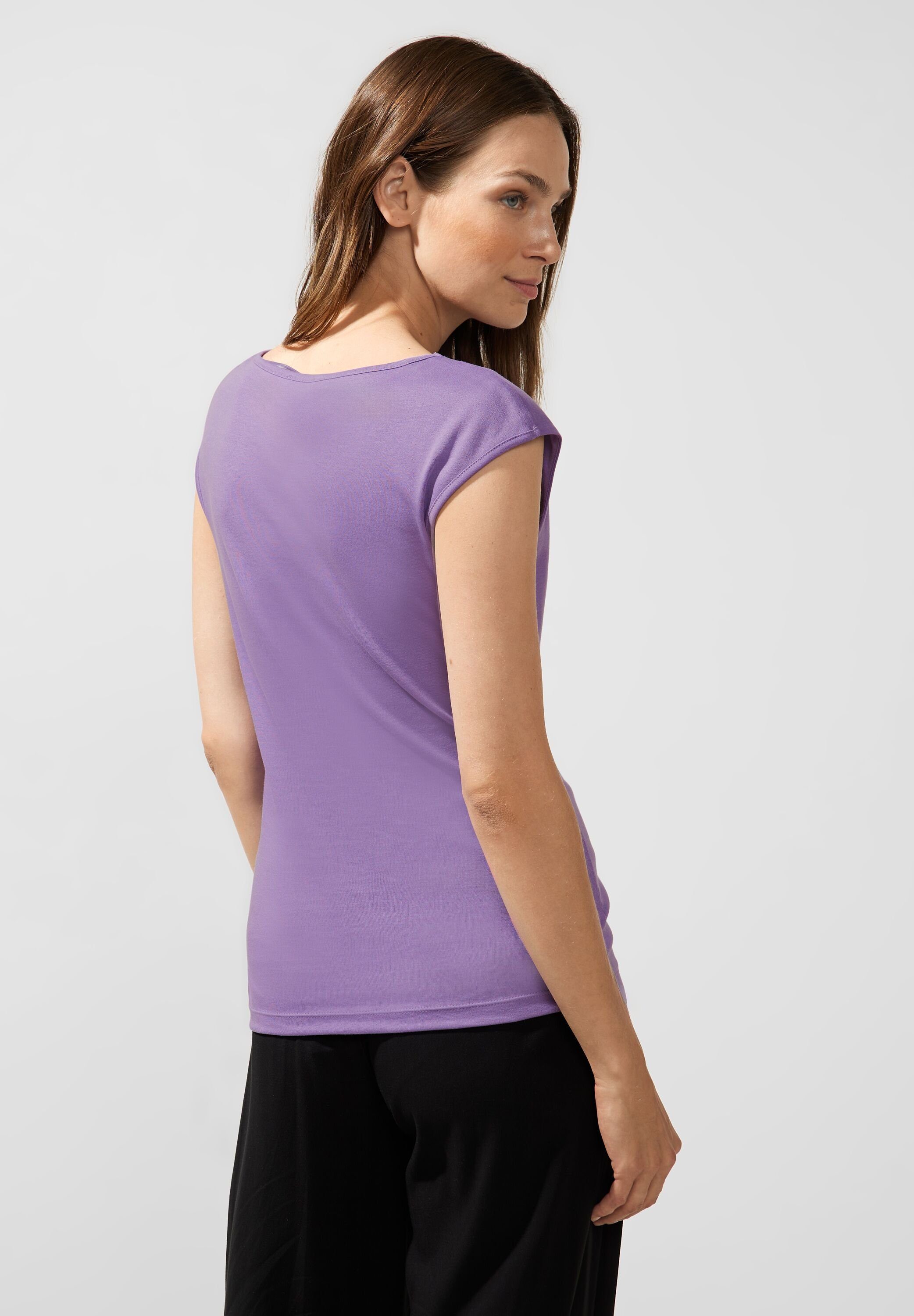STREET ONE T-Shirt in Unifarbe lilac lupine
