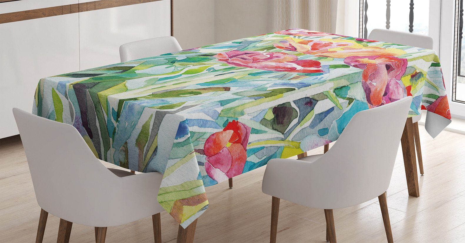 Abakuhaus Tischdecke Farbfest Waschbar Für den Außen Bereich geeignet Klare Farben, Bunt Sommer Frühling