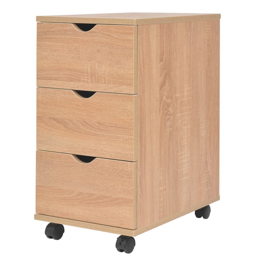 Rollcontainer Schubladenelement 33×45×60 cm Eichenbraun