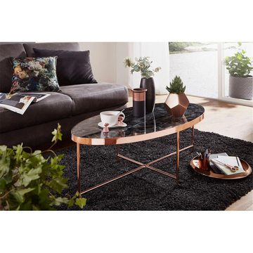 Lomadox Couchtisch, Design Marmor Optik, schwarz - Oval, Lounge Tisch B/H/T 110/40/55cm