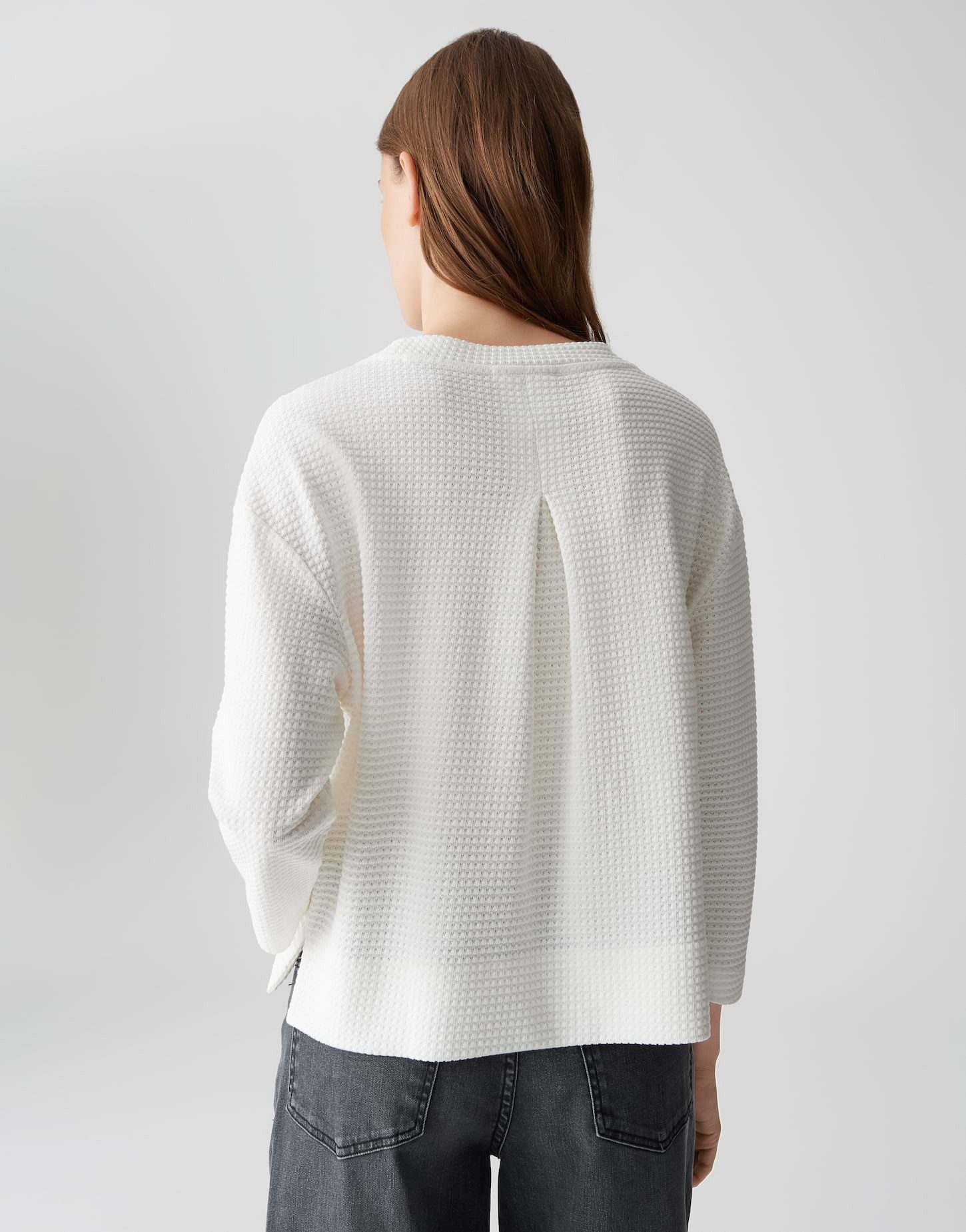 OPUS Sweatshirt GELIX mit zweifarbiger Struktur schmal zulaufend, Fledermausärmel mit Raglan