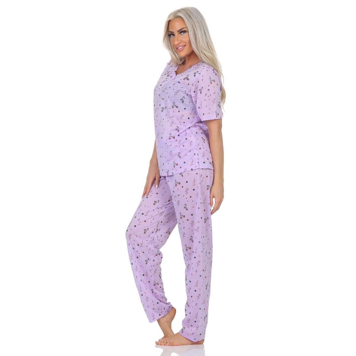 EloModa Pyjama Damen Pyjama zweiteiliger Schlafanzug Pyjama-Set, M L XL 2XL (2 tlg) – Bild 3 von 4