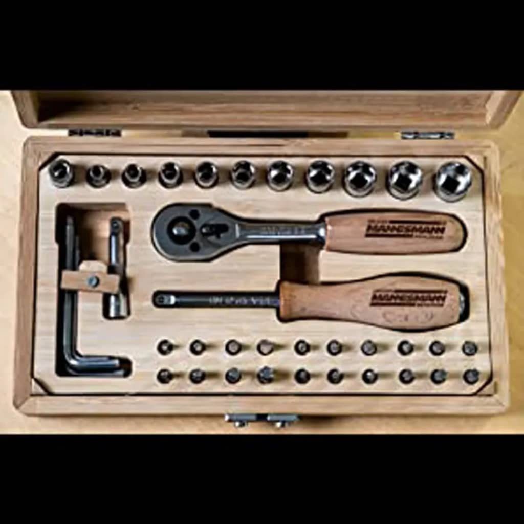 Brüder Steckschlüssel 41-tlg. Bambus-Werkzeugkoffer Werkzeuge Steckschlüssel-Set Mannesmann