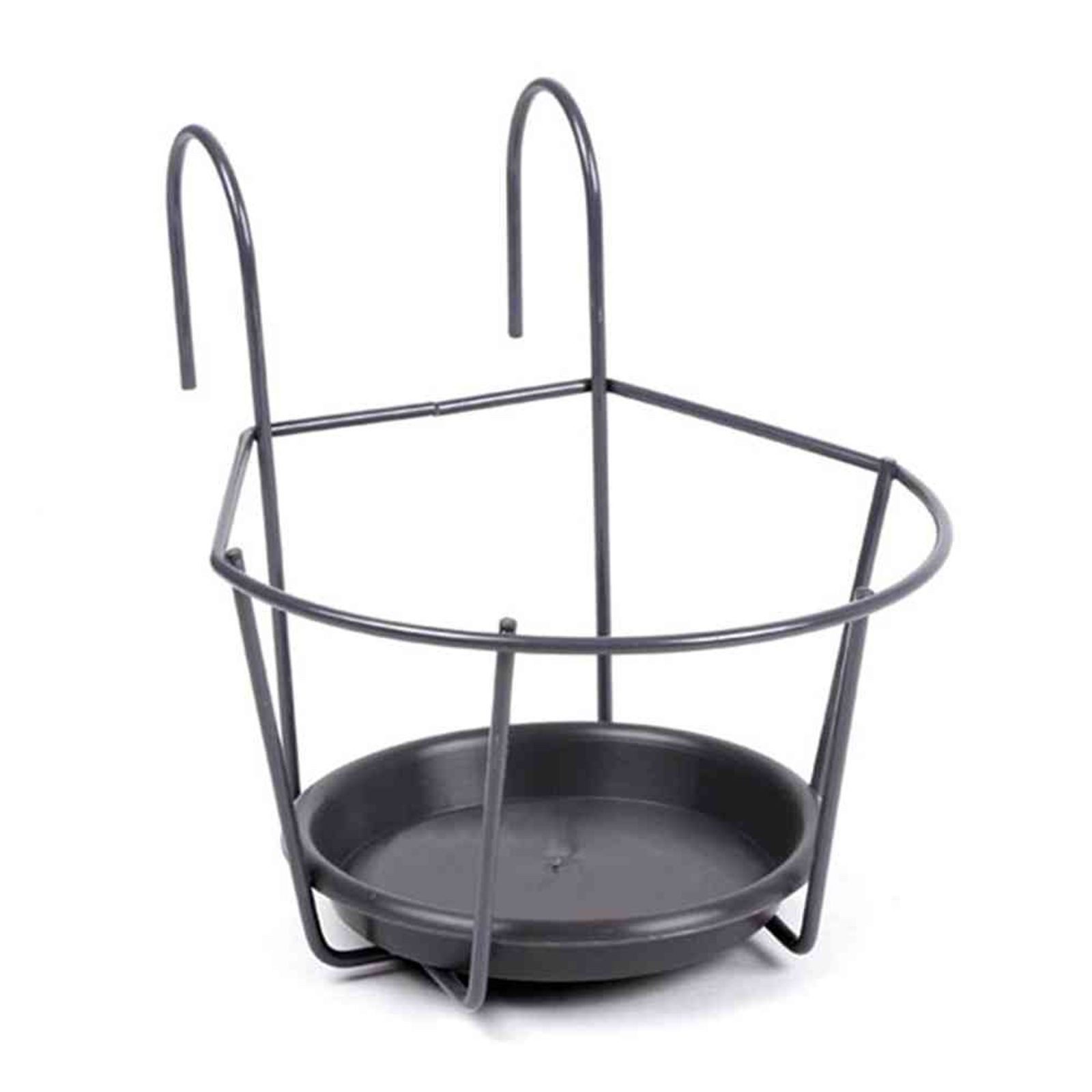 Jardifer Blumenkastenhalter Blumentopfhalter zum Einhängen grau, Ø 22 cm