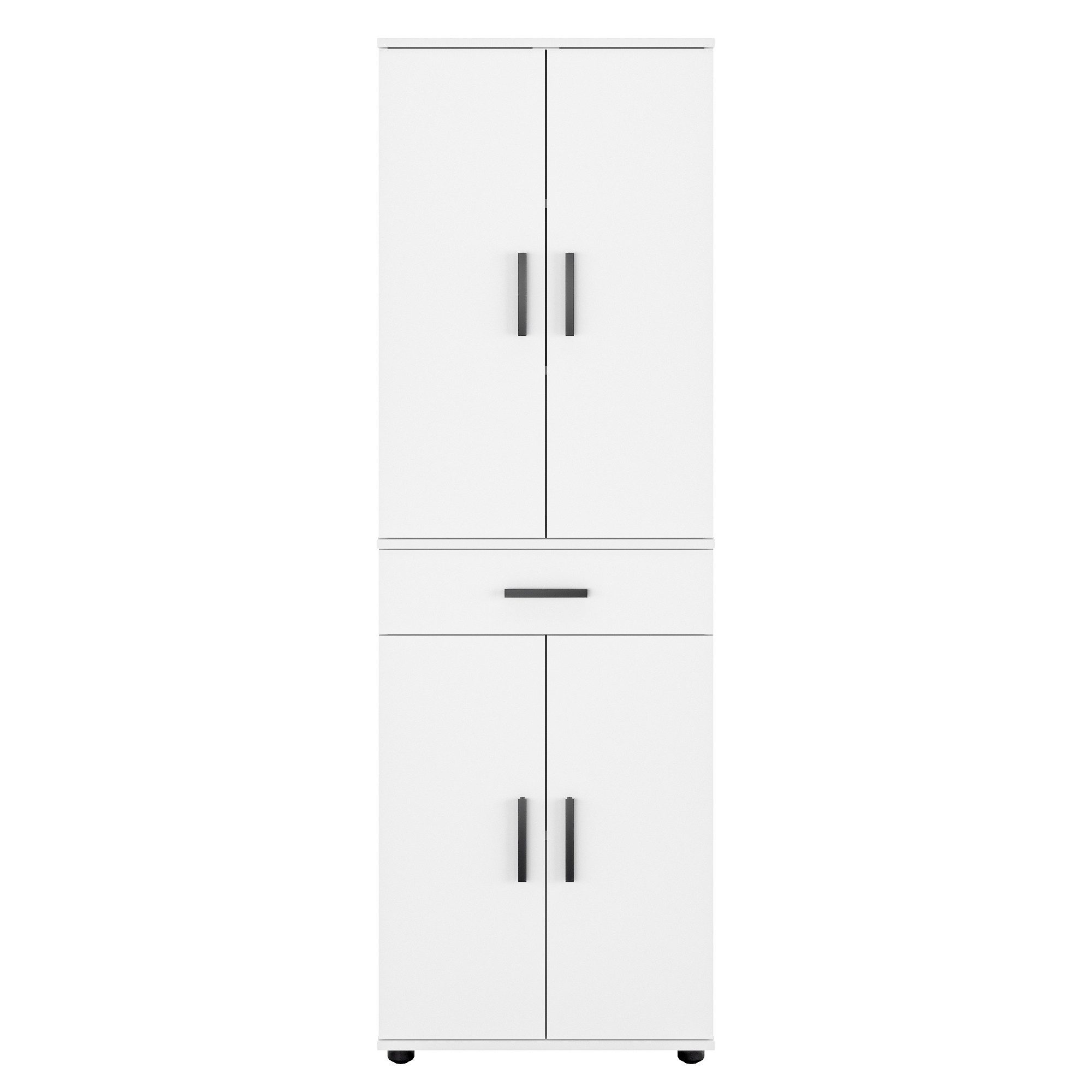 KOMTO Kleiderschrank Porto 180 Mehrzweckschrank Schrank, Kleiderschrank mit 1 Schublade Hochschrank, Büroschrank, Bücherschrank mit 4 Türen 180х34х60 cm