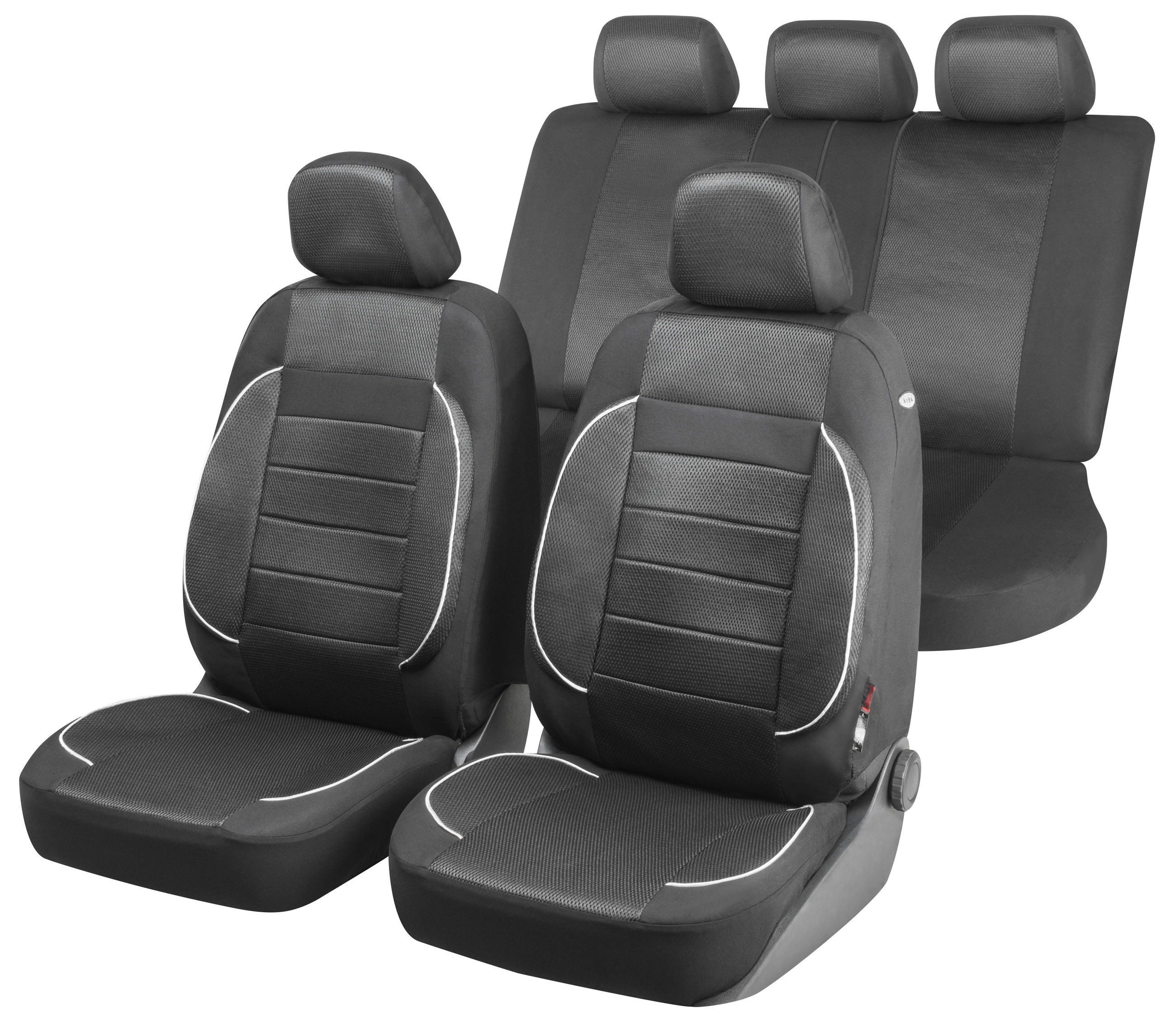 WALSER Autositzbezug Premium Rover Autositzbezüge Komplettset mit, 2 Vordersitzbezüge 2tlg, 1 Rücksitzbezug 9tlg, 5 Kopfstützenbezüge, 18-tlg.