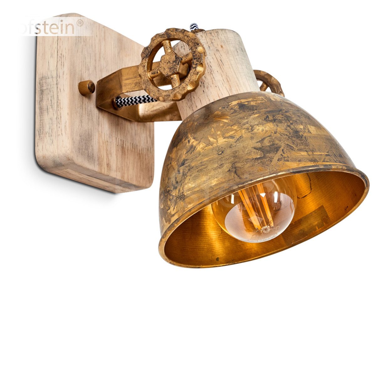 hofstein Deckenleuchte »Cotes« 1-flammige Zimmerlampe aus Holz und Metall i günstig online kaufen