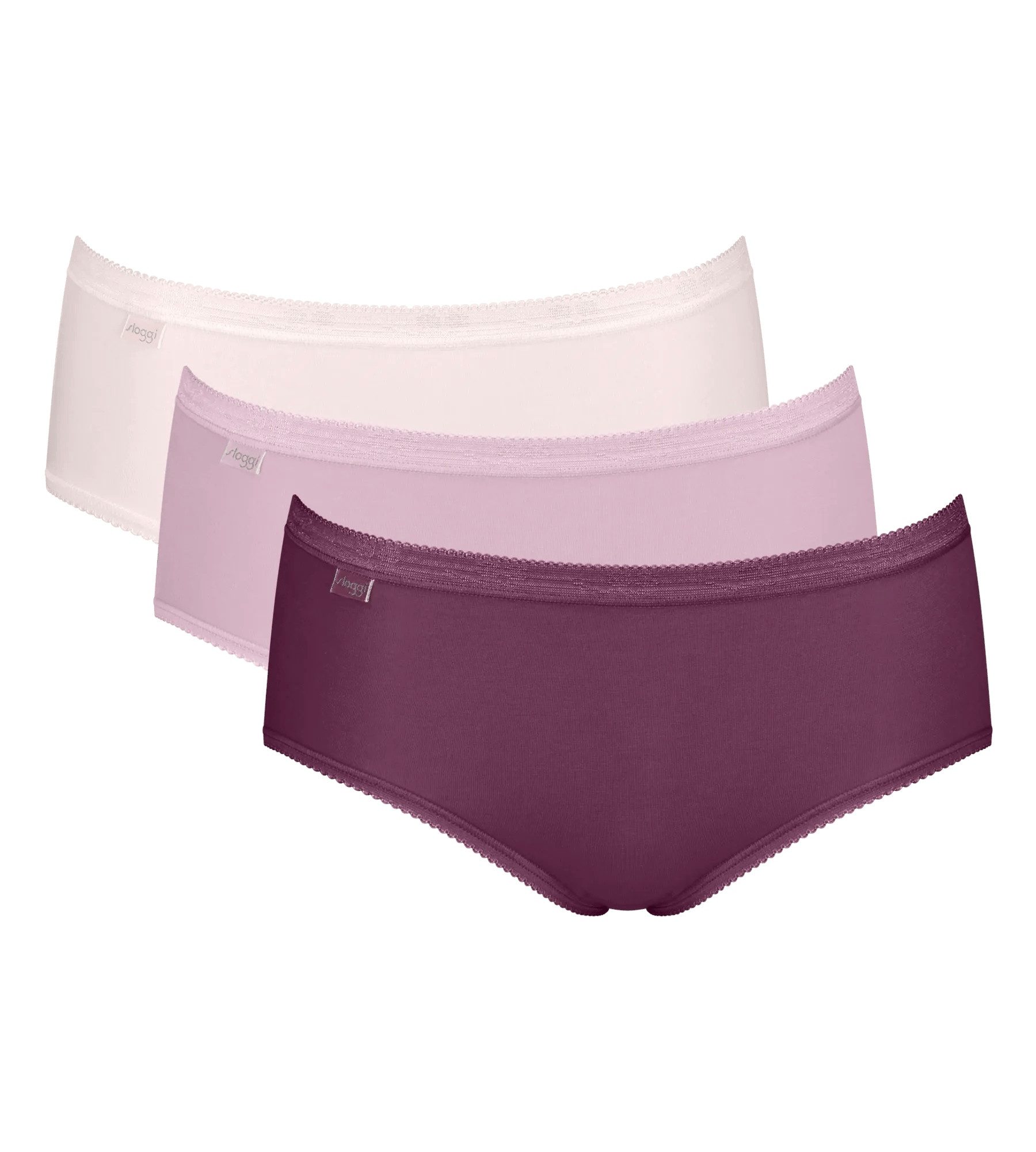 sloggi Midislip Basic+ Midi (3er Pack) perfekter Sitz, besonders weiche Nähte, Cotton-Mix, Multipack