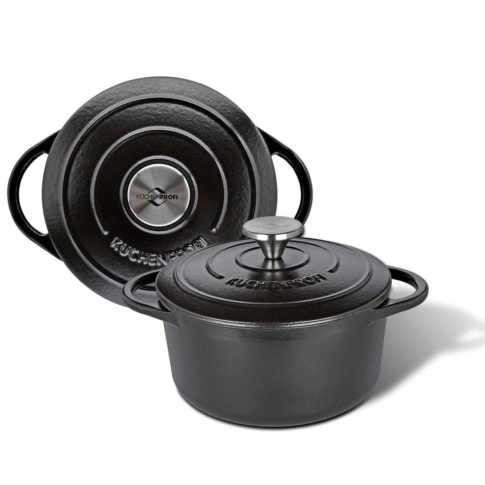 Küchenprofi Bratentopf Bratentopf rund 20 cm Provence Classic black, Gusseisen (1-tlg., 1 Topf mit Deckel), Kochtopf