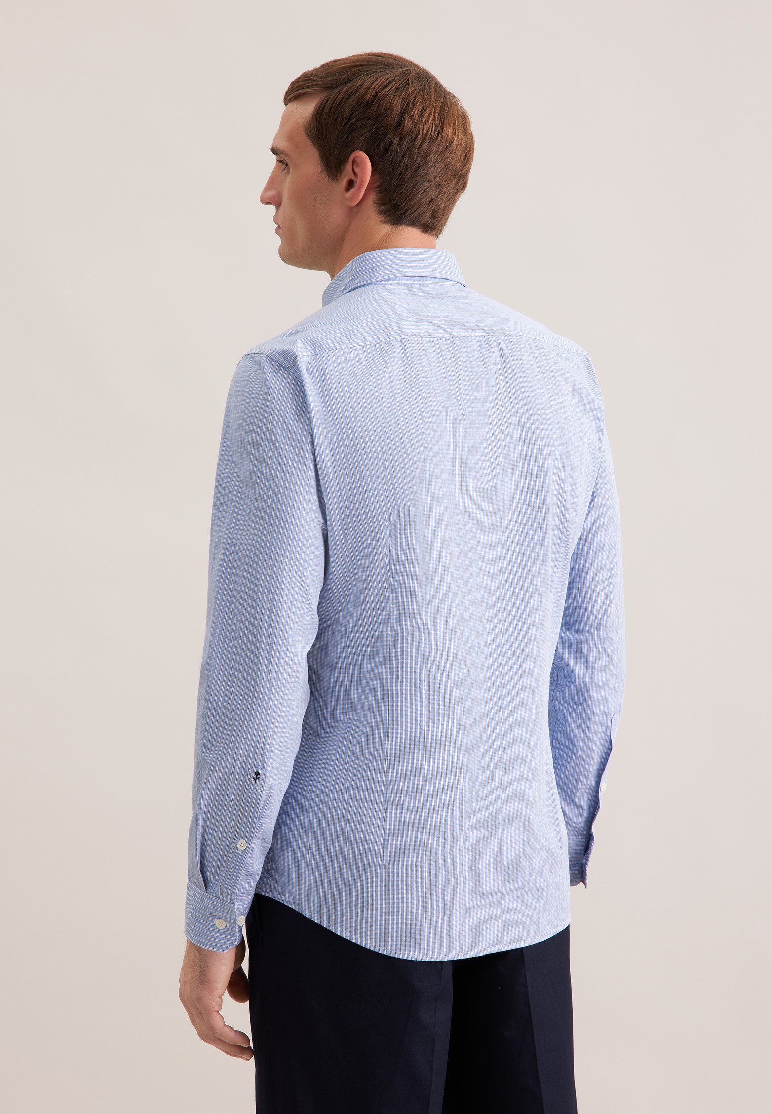 seidensticker Businesshemd Slim 1/1 Button-Down-Kragen Karo