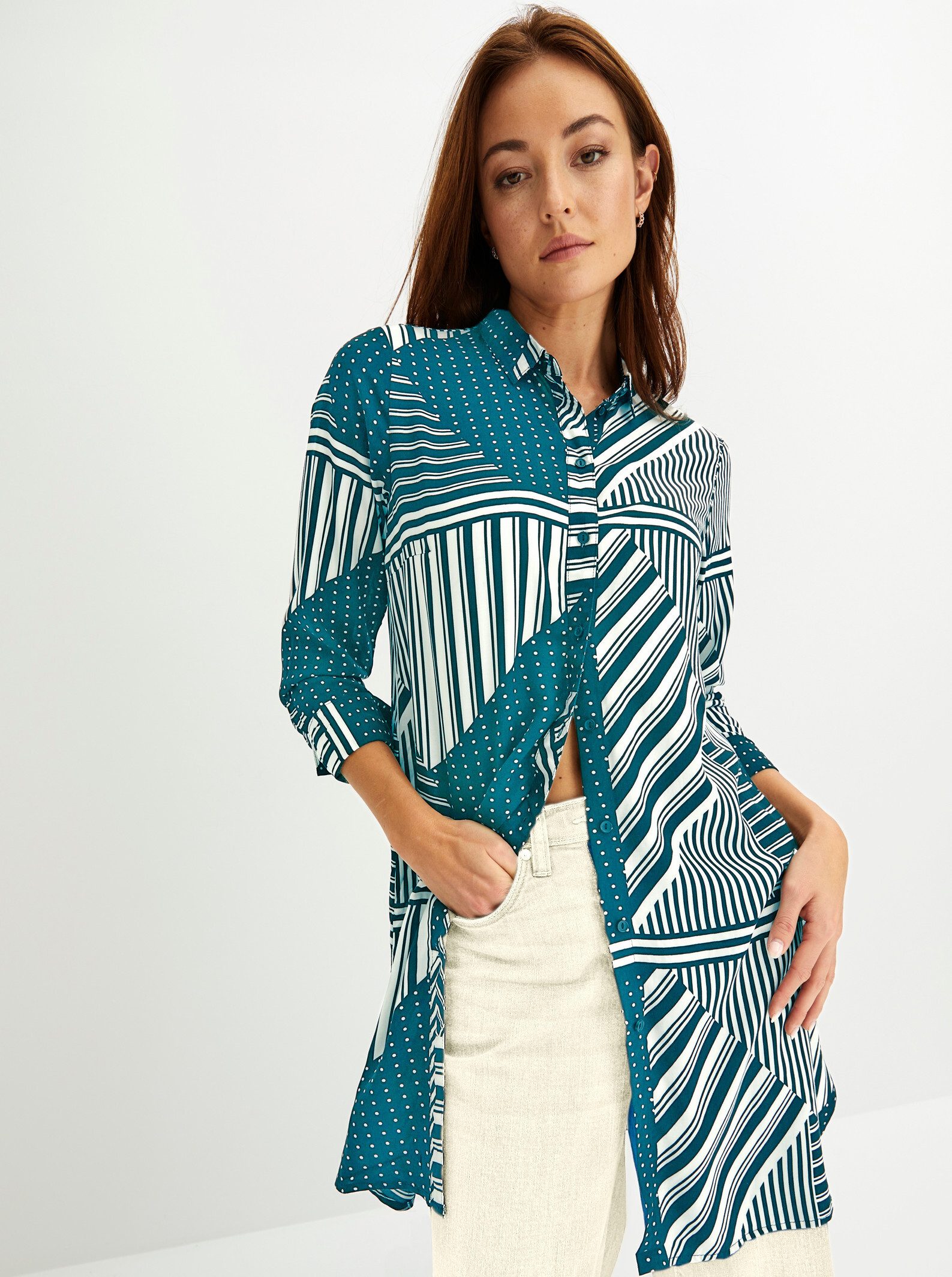 Klassische Bluse Longbluse