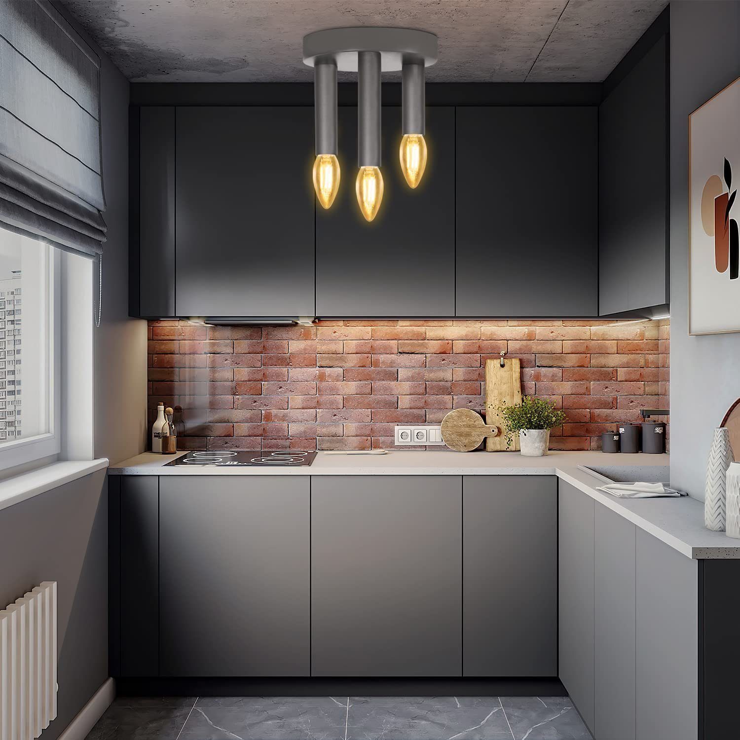 Nettlife Deckenleuchte Deckenleuchte Grau E14 aus günstig online kaufen