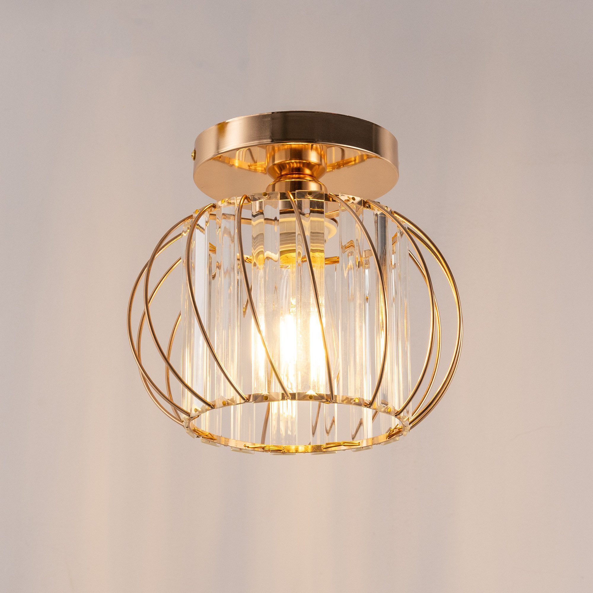 LOHAS-LED Deckenleuchte Kugelförmige Kristall-Deckenleuchte, ohne Leuchtmittel, E27-Fassung 220V, geometrisches Metallstreifen-Design