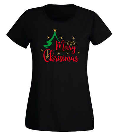 G-graphics T-Shirt Damen T-Shirt - Merry Christmas mit trendigem Frontprint, Slim-fit, Aufdruck auf der Vorderseite, Spruch/Sprüche/Print/Motiv, für jung & alt