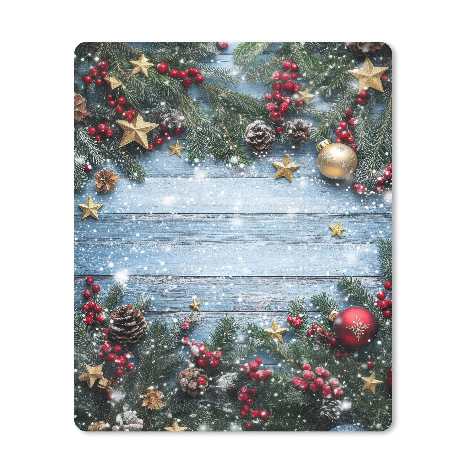 MuchoWow Mauspad Weihnachtsrahmen - Schnee - Mehrfarbig (1-St), Gaming, Mousepad Klein, Büro Zubehör, Mausunterlage, 19x23 cm