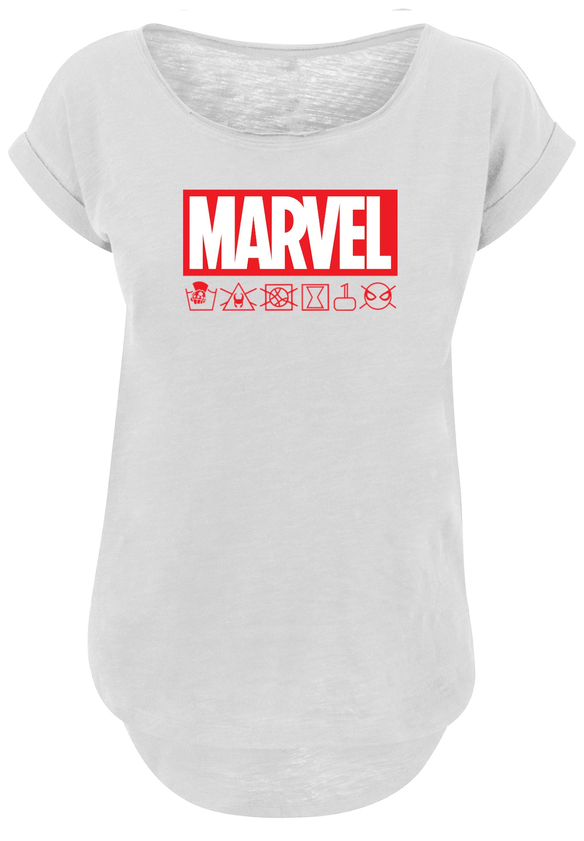 F4NT4STIC Kurzarmshirt Damen Marvel Logo Ladies with white washed Tee (1-tlg) Care Long Slub