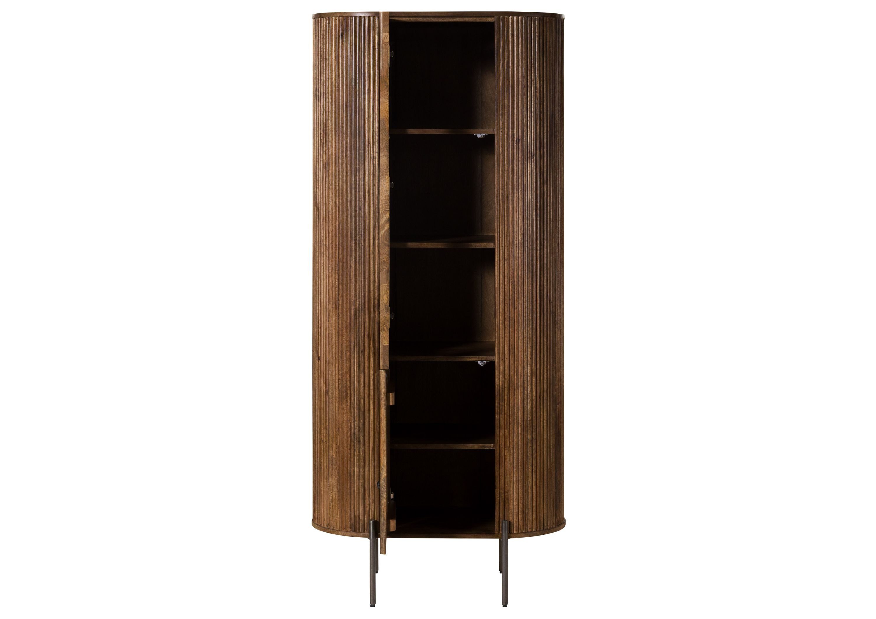 Massivmoebel24 Standvitrine BARCELONA (Mango 80x45x180 braun lackiert BARCELONA #244) Mango 80x45x180 braun lackiert BARCELONA #244