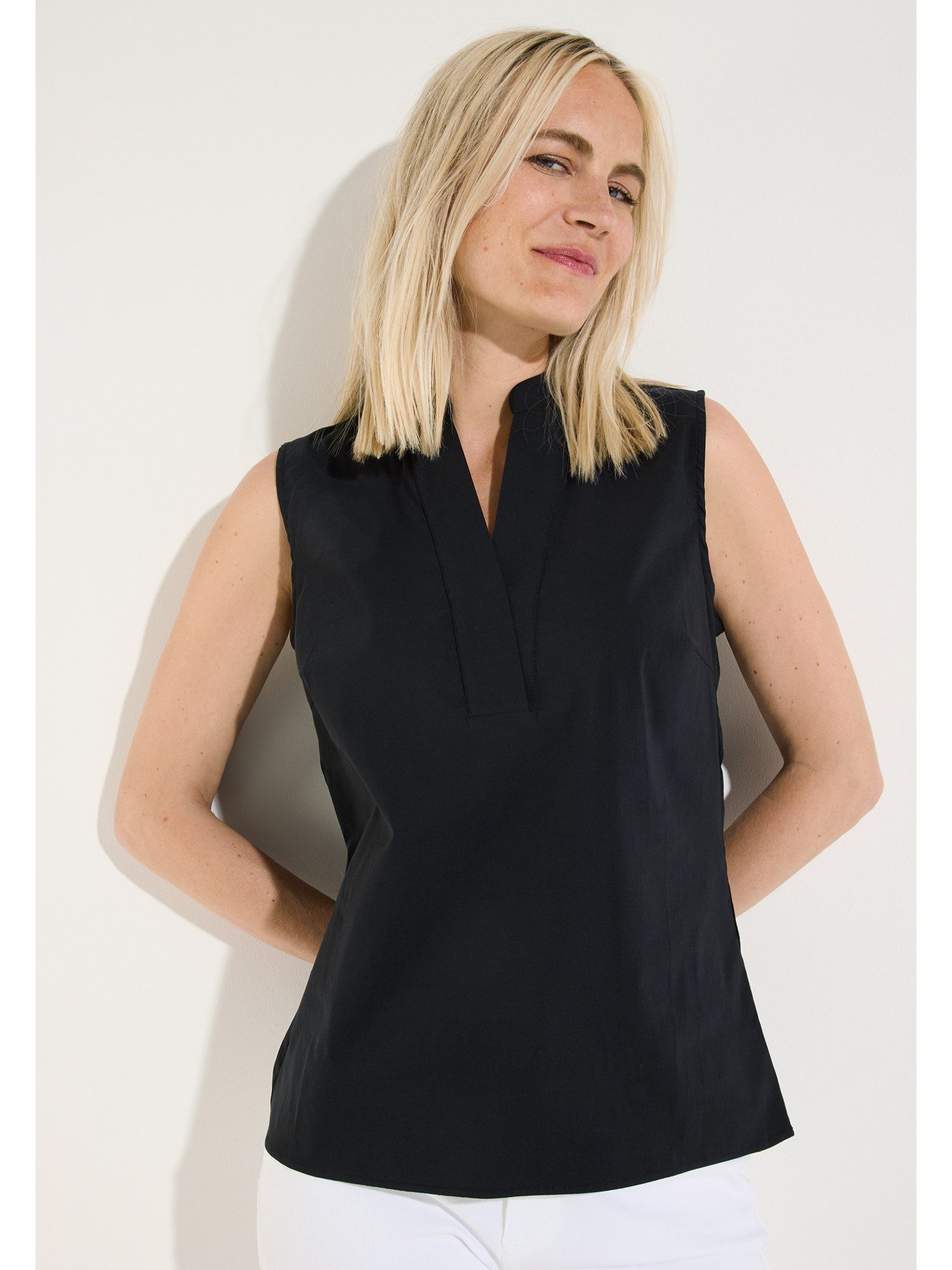 MORE&MORE Blusentop ärmellose, schmale Basic-Bluse