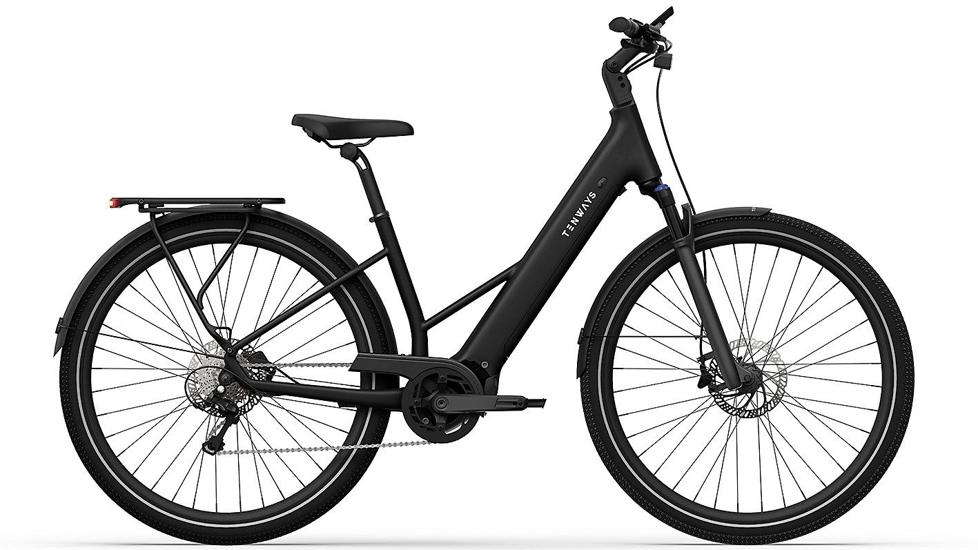 Tenways E-Bike Tenways AGO Air 560 Wh Damen schwarz 2025, 9 Gang Shimano Cues 9-SP, Kettenschaltung, TENWAYS Mid-drive, 560 Wh