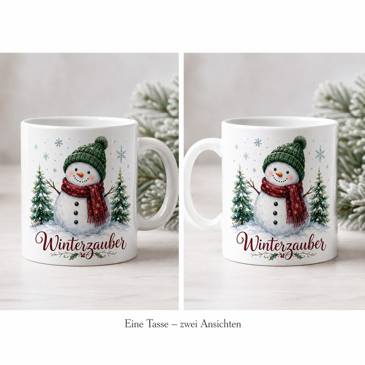 WS-Trend Tasse Schneemann Weihnachtstasse - Geschenk zu Weihnachten - weiß mit Spruc, Keramik – Bild 4 von 4