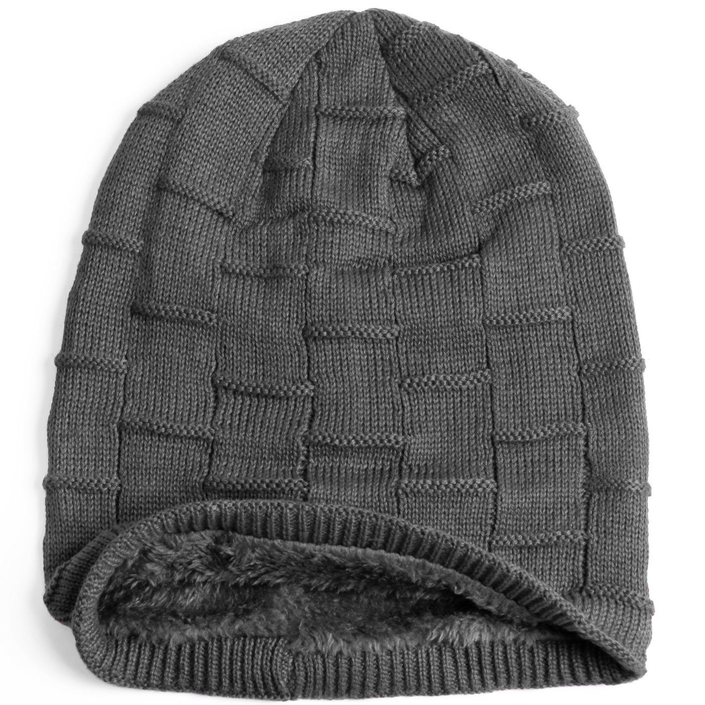compagno Strickmütze (1-St) Warm gefüttert Beanie Wintermütze Flechtmuster uni oder meliert Mütze