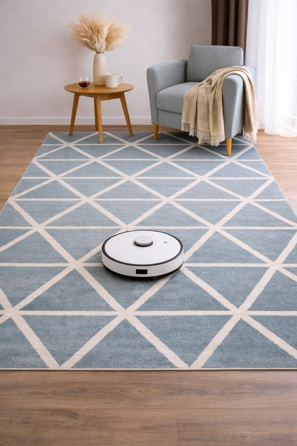 Vimoda Teppich Viva Classic, Wohnzimmer Rauten Motiv, Rechteckig, Höhe: 12 mm, Läufer Wohnzimmer, Schlafzimmer Küche