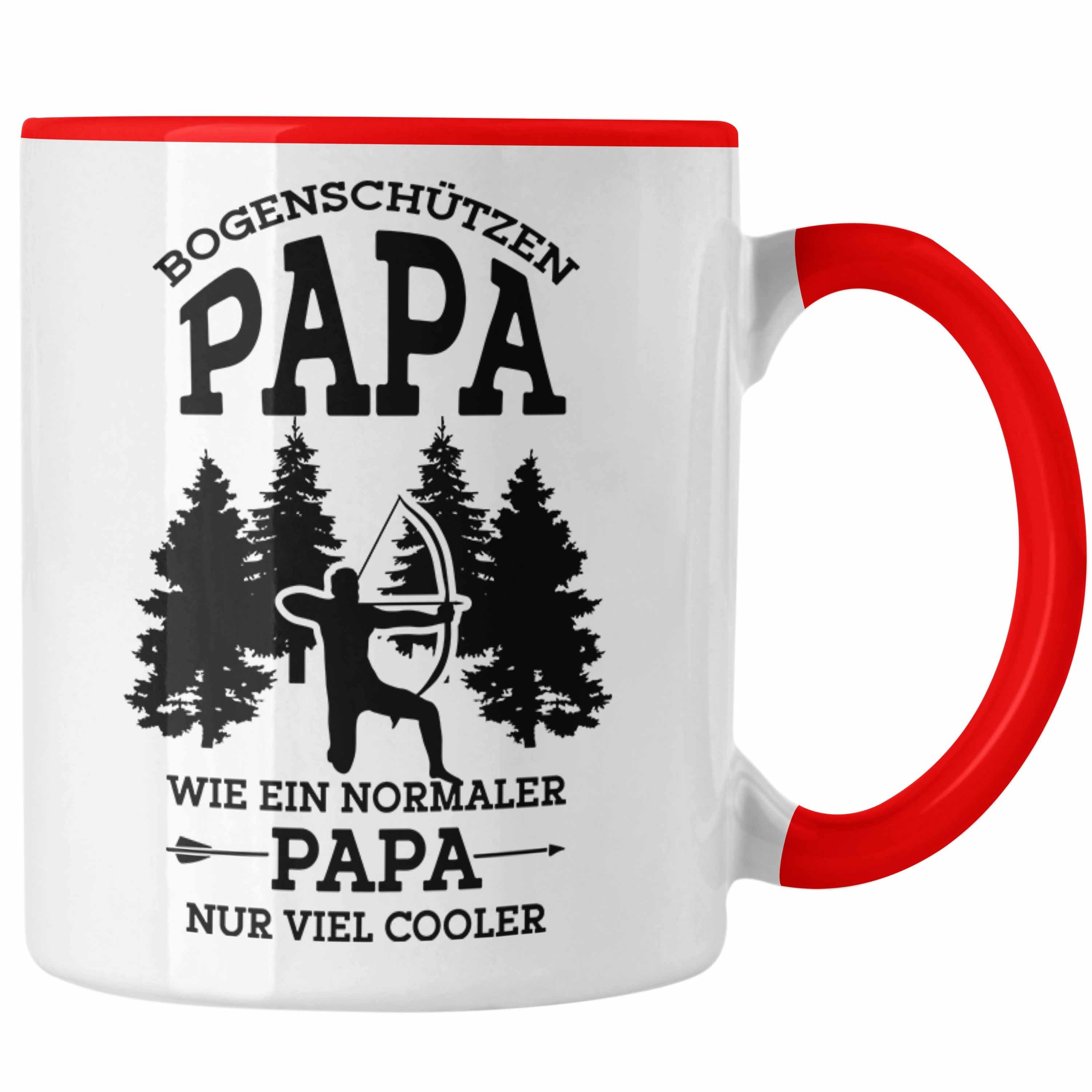 Trendation Tasse Lustige Bogenschießen Vatert Bogenschütze Geschenkidee Rot Tasse Papa für