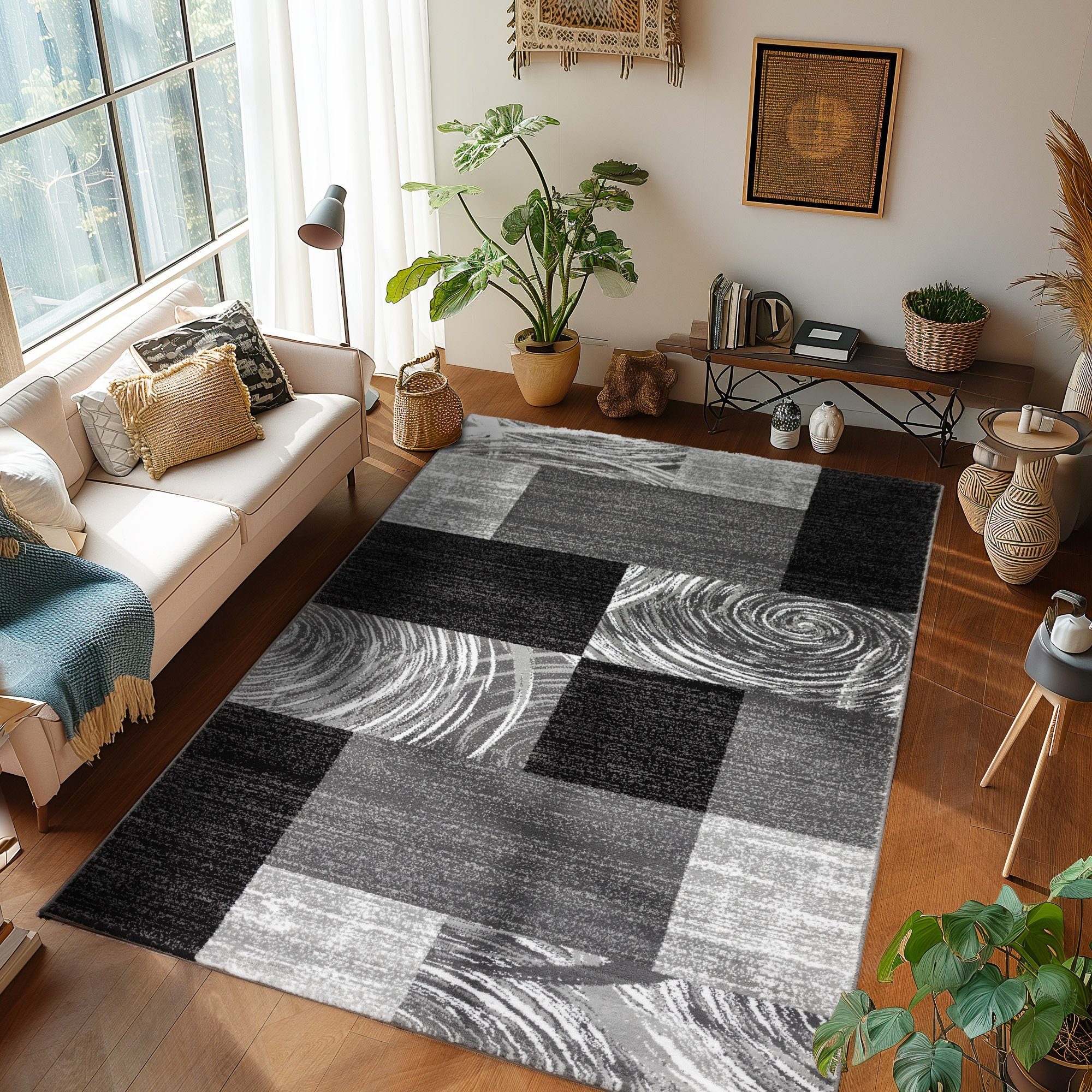 SIMPEX24 Designteppich Abstrakt Kariert Design, Läufer, günstig online kaufen