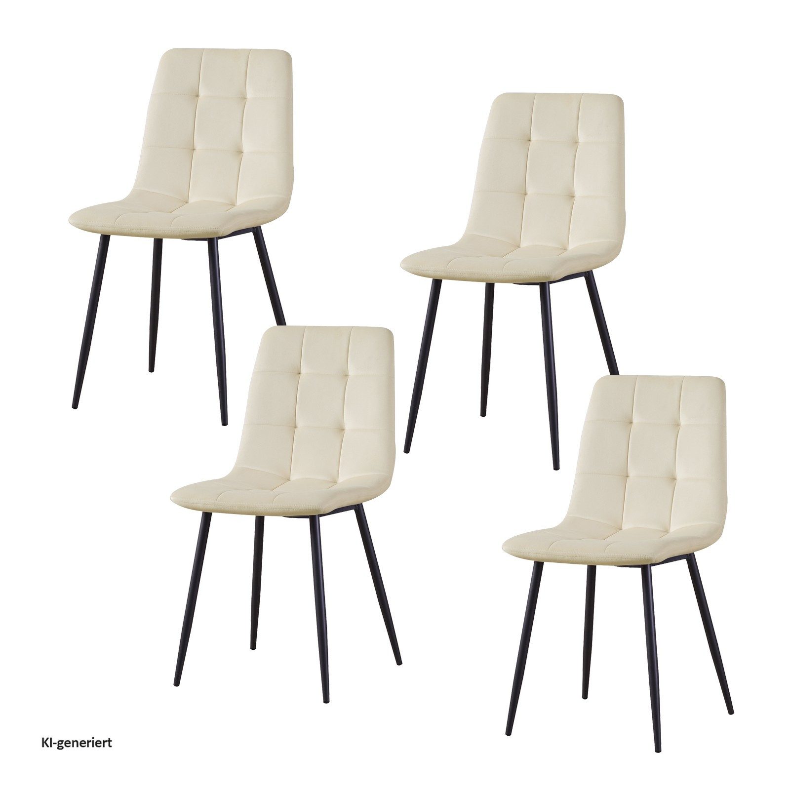 HTI-Living Polsterstuhl Esszimmerstuhl 4er Set Creme Mesa (Set, 4 St), Küchenstuhl mit Samtbezug
