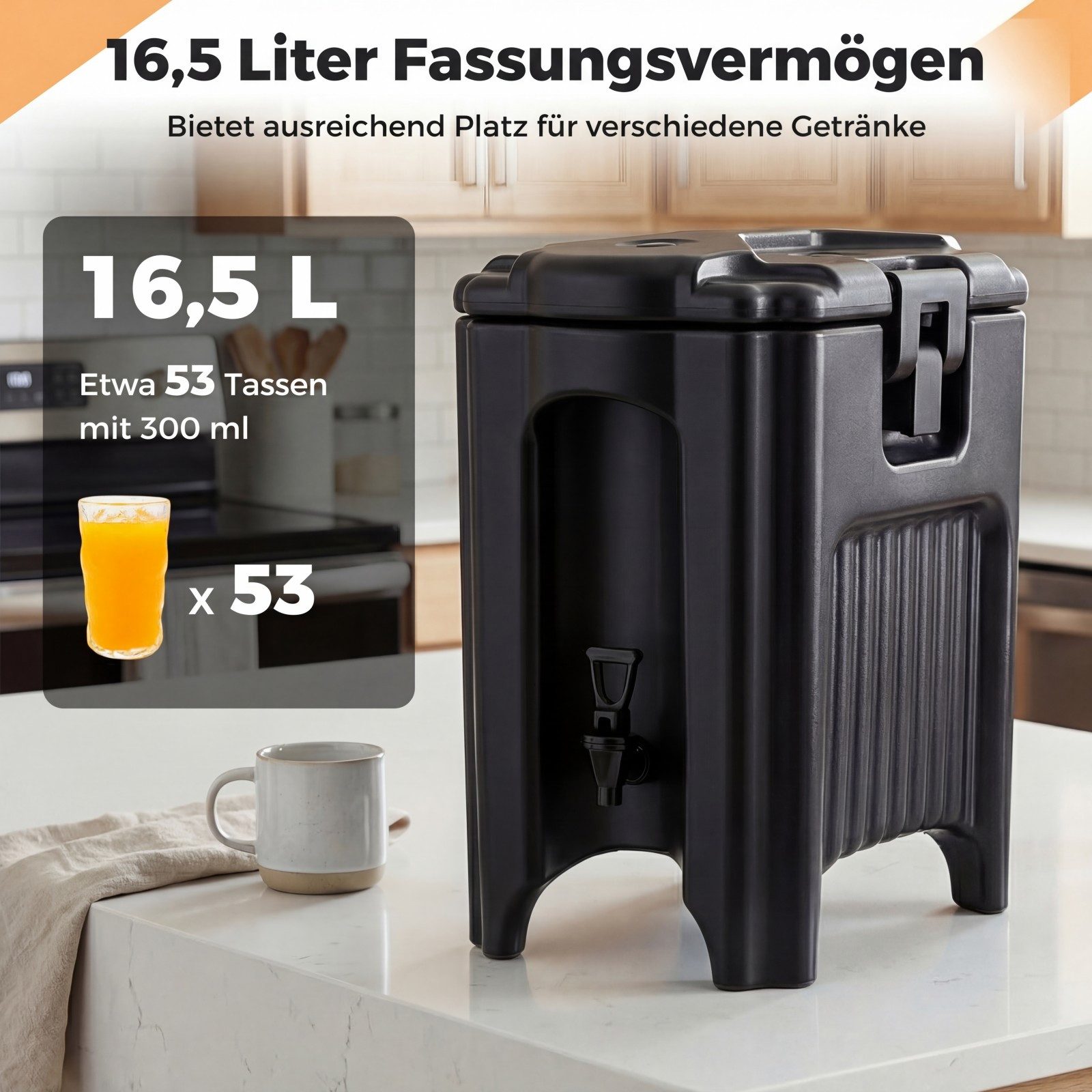 COSTWAY Getränkespender, 16,5 L Heiß- & Kaltgetränkespender, stapelbar, für Party