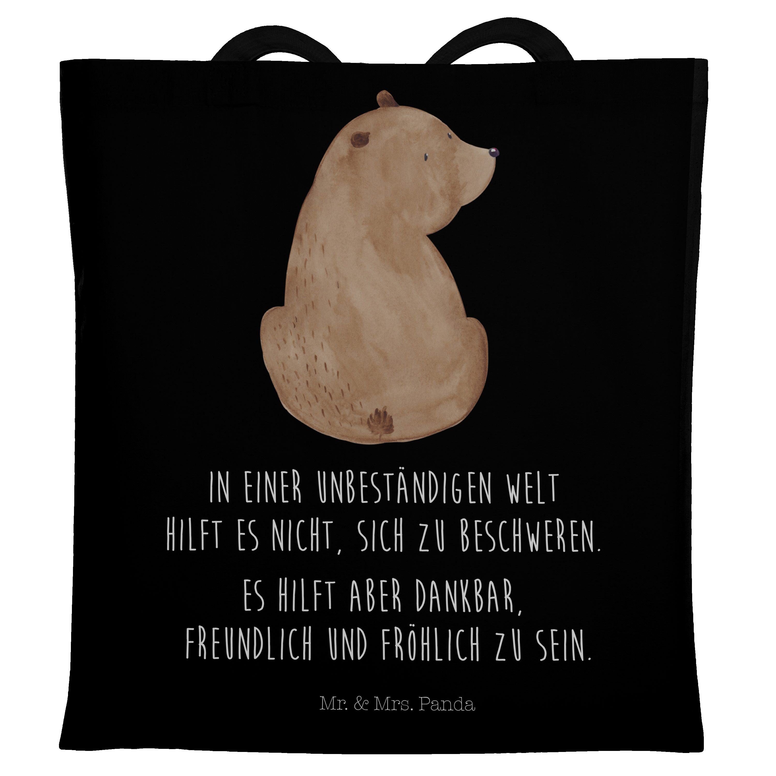 Mr. & - Schulterblick (1-tlg) Schwarz Tragetasche Mrs. Stoffbeut Beutel, Geschenk, Panda - Motivation, Bär