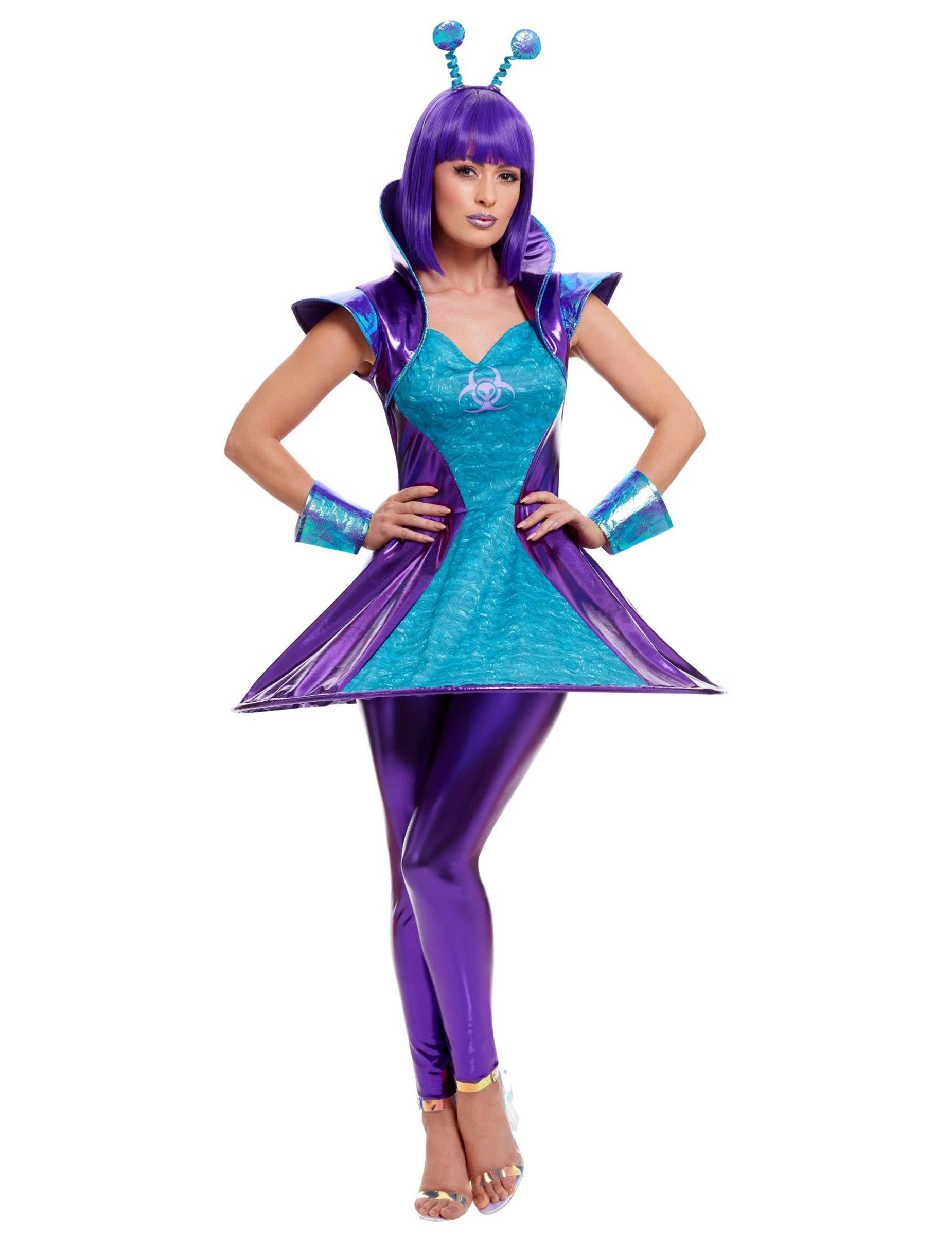 Kostüm Alien-Kostüm für Damen blau-violett