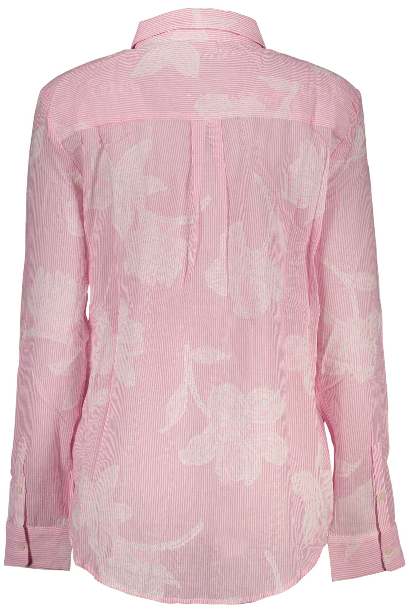 Desigual Blusenshirt Stylische Damen Langarmbluse in Rosa - Gestreift