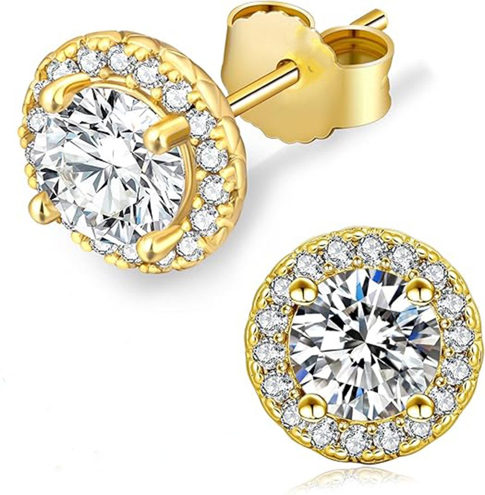 Jumpeak Paar Ohrstecker Ohrstecker,Paar Ohrstecker,1-Karat-Diamantohrstecker,Goldohrstecker, Diamantohrstecker für Damen und Herren,Jubiläumsgeschenk