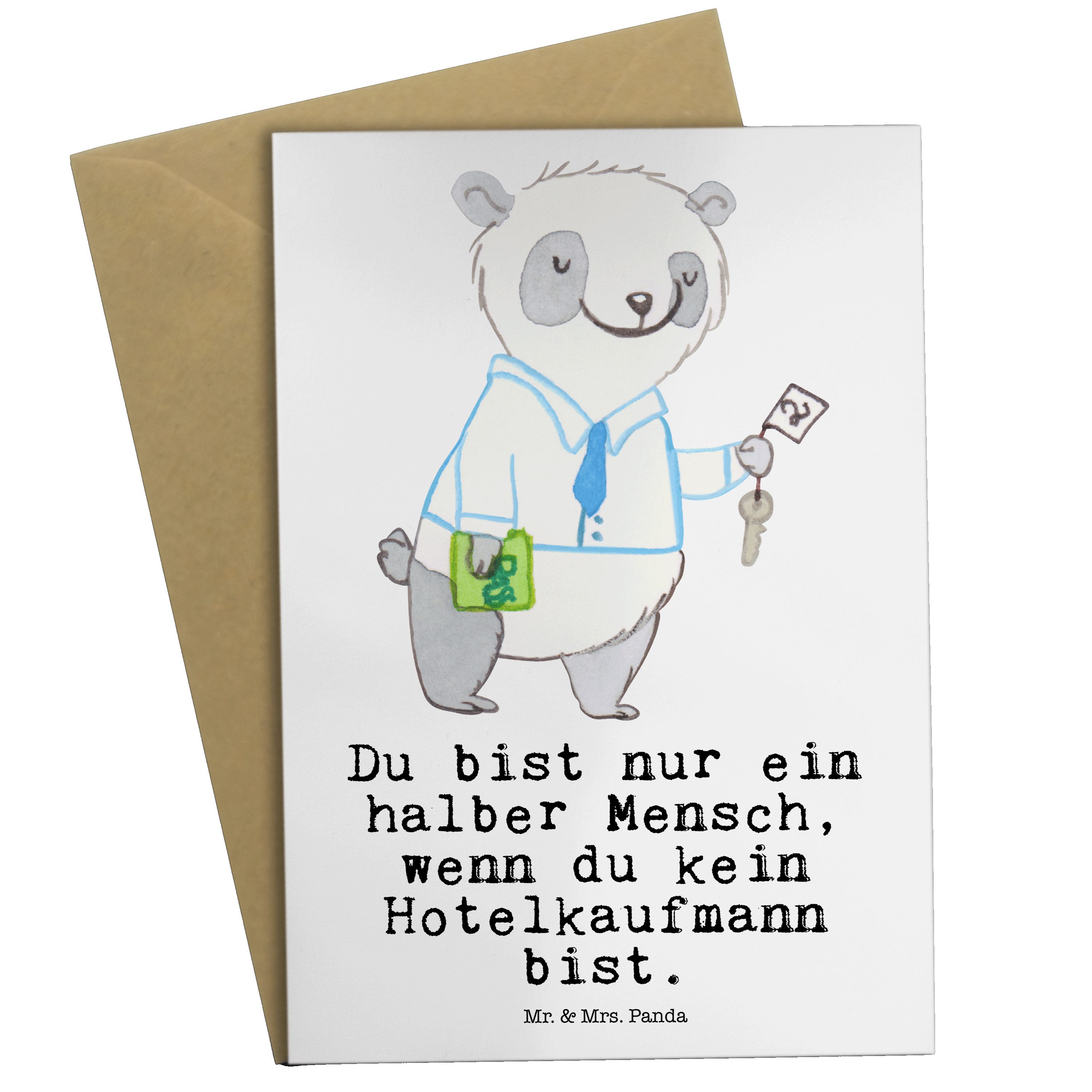 Mr. & Mrs. Panda Grußkarte Hotelkaufmann mit Herz - Weiß - Geschenk, Karte, Hotelfachmann, Kolle