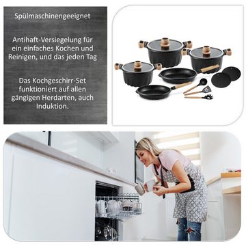 Fiora Topf-Set Topfset Pfannenset Kochtopf Bratpfanne Kochgeschirr alle Herdarten, Aluminiumguss (set, 13-tlg), induktion, induktionsgeeignet, antihaft, antihaftbeschichtung