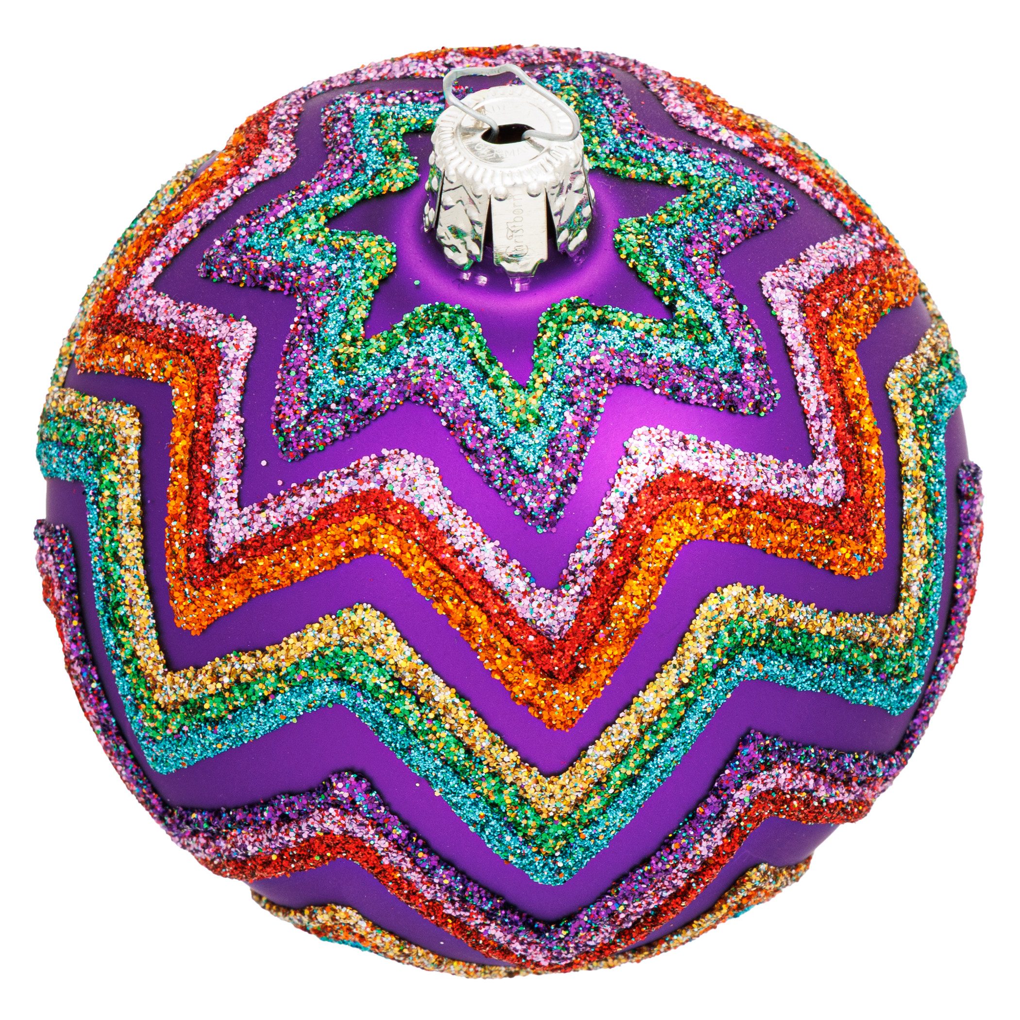 SIKORA Weihnachtsbaumkugel Premium Weihnachtskugel Glas ZickZack Muster 8cm - Prestige Collection, Hochwertiger Christbaumschmuck - Made in Germany
