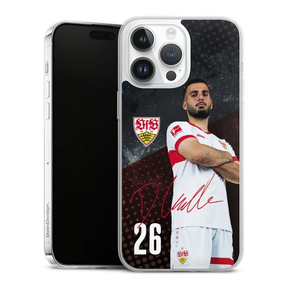 DeinDesign Handyhülle VfB Stuttgart Deniz Undav Offizielles Lizenzprodukt Deniz Undav 24/25, Apple iPhone 14 Pro Max Slim Case Silikon Hülle Ultra Dünn Schutzhülle