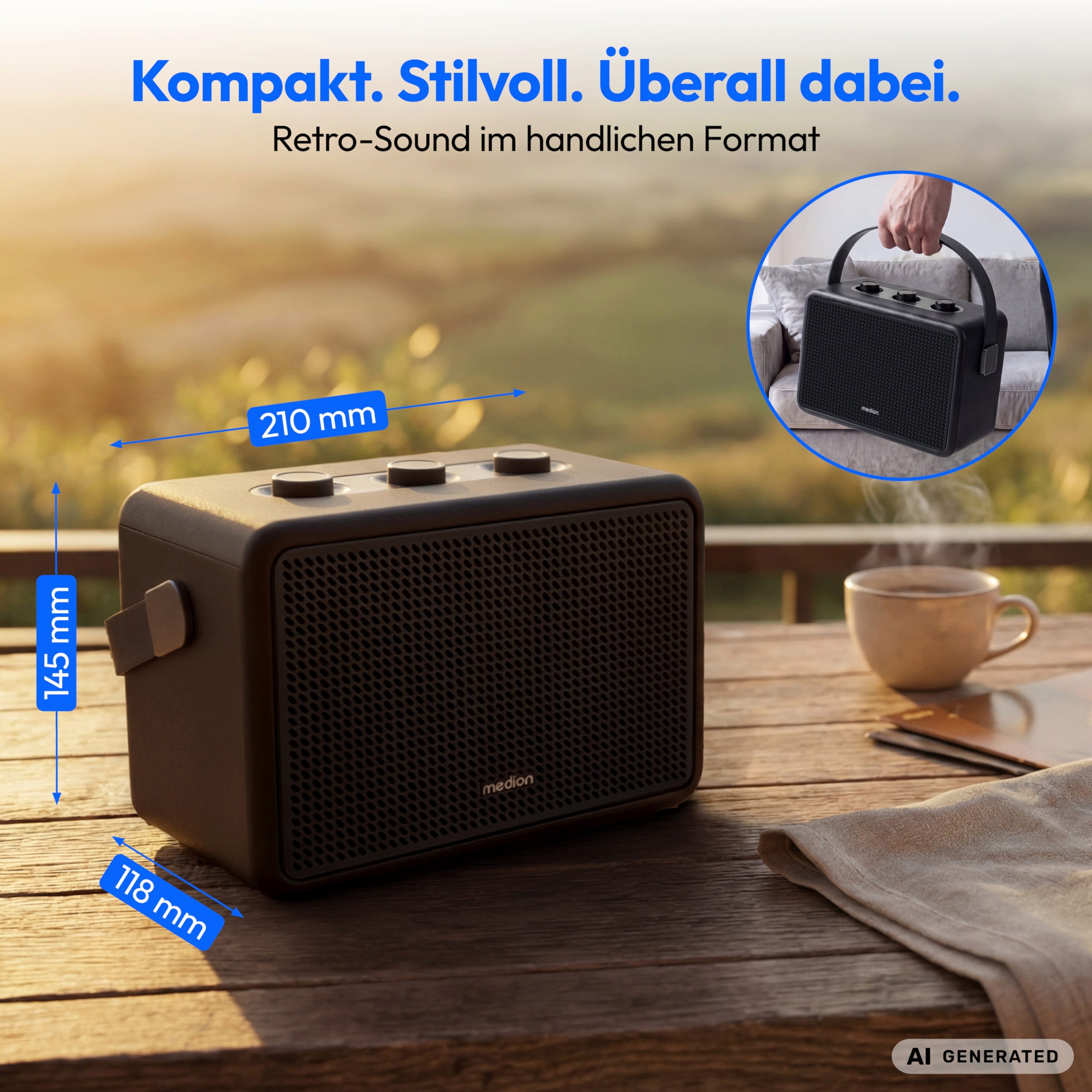 Medion® Medion Retro Bluetooth® Speaker LIFE BXO-1 (MD400008) Bluetooth-Lautsprecher (Bluetooth 5.3, 30 W) – Bild 2 von 5