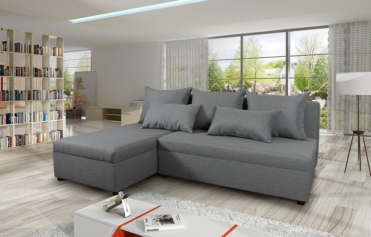 Sofnet Ecksofa Pono, mit Schlaffunktion und Bettkasten, L-Form Couch, Schlafsofa, Ottomane Universal