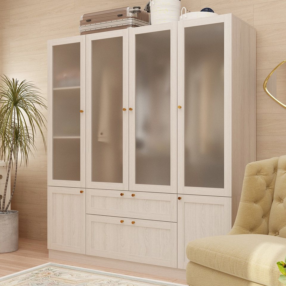 fufu&gaga kleiderschrank mit 6 türen und 2 schubladen 160 x 50 x
