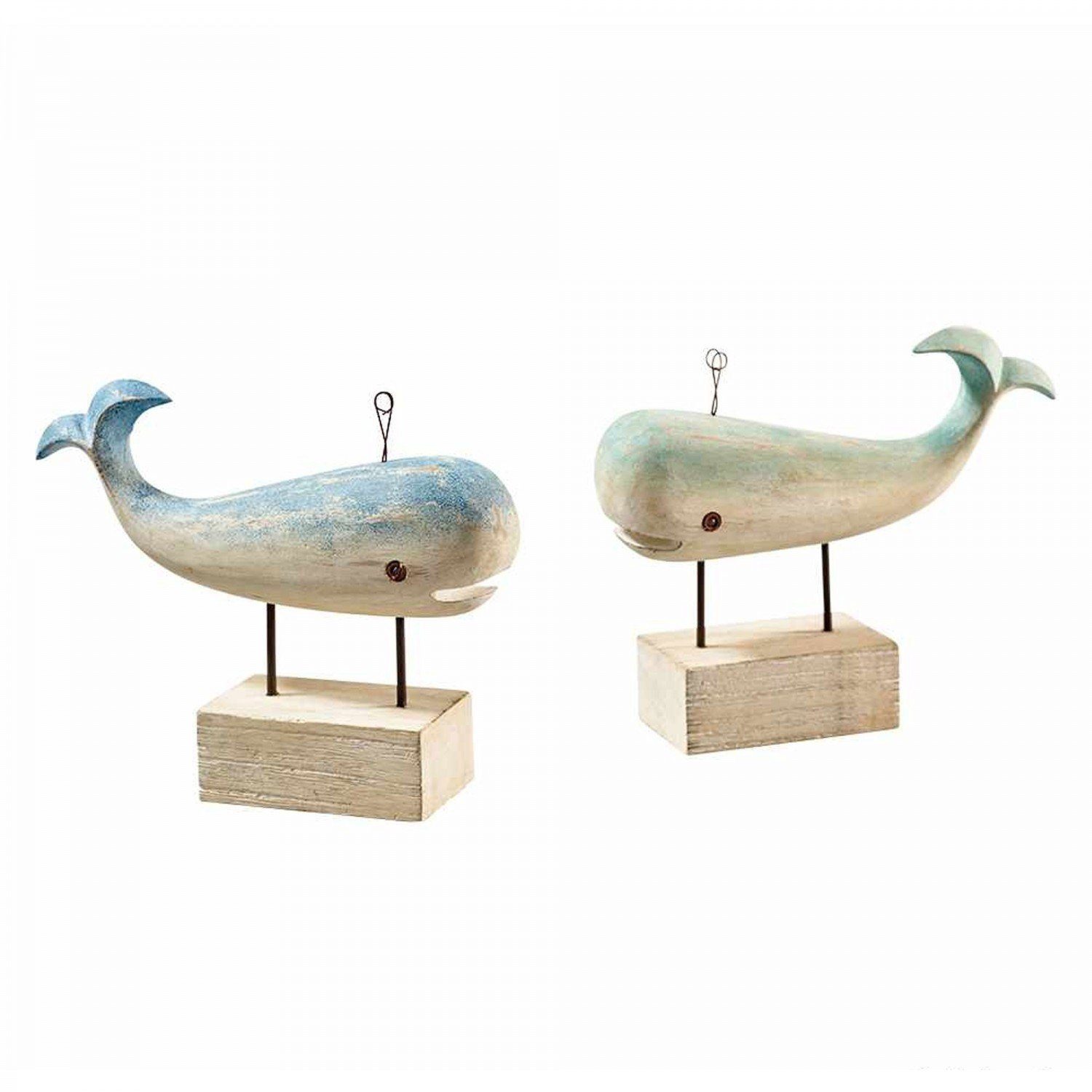 Dekoobjekt Wal Deko aus Holz, grün blau
