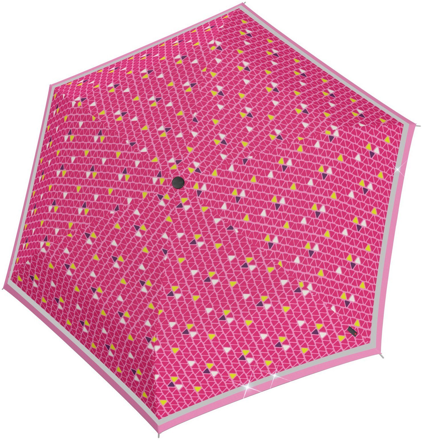 Knirps® Taschenregenschirm Rookie manual, triple reflective, umlaufendem, reflektierendem mit Band für Kinder; pink