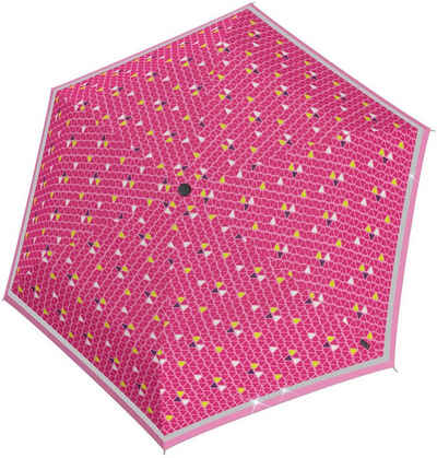 Knirps® Taschenregenschirm Rookie manual, triple pink reflective, für Kinder; mit umlaufendem, reflektierendem Band